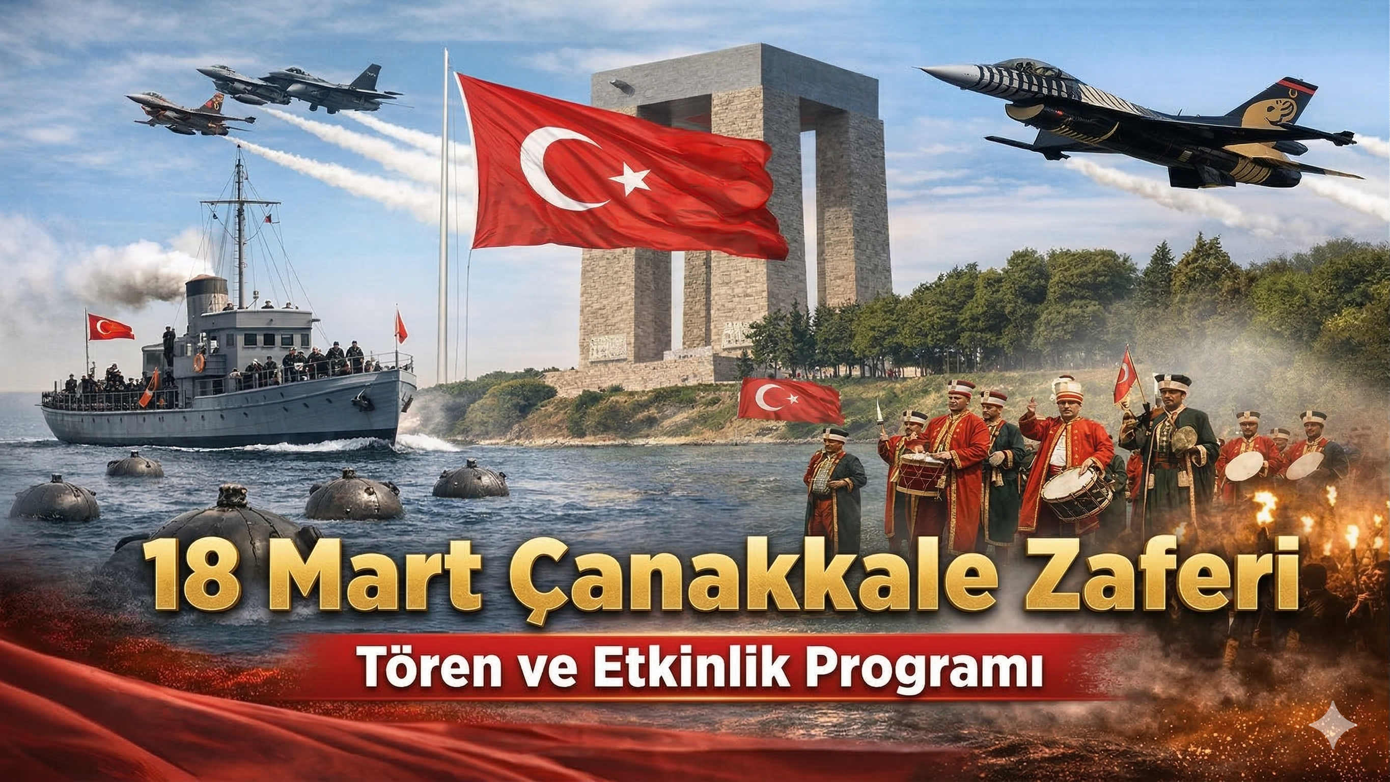 18 Mart Tören Programı 18 Mart Çanakkale Deniz Zaferi yıl dönümü tören ve etkinlik programı görseli