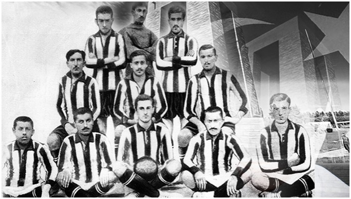 Çanakkale Savaşı'nda görev yapan Beşiktaş Jimnastik Kulübü sporcularını temsil eden tarihi görsel.